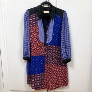 "Anthropologie" Multiprint Silk Shirt Dress